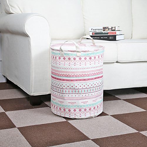 NEW POWER Collapsible Laundry Baskets Large,Eco Foldable Dirty Clothes Stand Storage Hampers,Waterproof Round Inner Drawstring Clothing Bins(Available 17.7" & 19.7" Height)-Bohemia A,M.