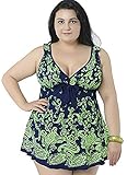 Women's Plus-Size Retro Print Two Piece Pin up Bathing Suits Swimdress