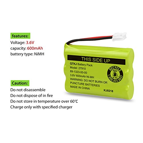 QTKJ 27910 89-1323-00-00 Cordless Phone Battery for Vtech I6725 mi6803 Motorola SD-7501 AT&T E1112 E2801 TL72108 RadioShack 23-959 Cordless Handsets (3-Pack)