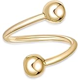 Lavari Jewelers 16 Gauge Spiral Belly Button Stud for Women - 10k Yellow Gold Cubic Zirconia Belly Ring - Unisex Barbell Sud Hypoallergenic Piercing Jewelry - 16G Body Piercing for Men