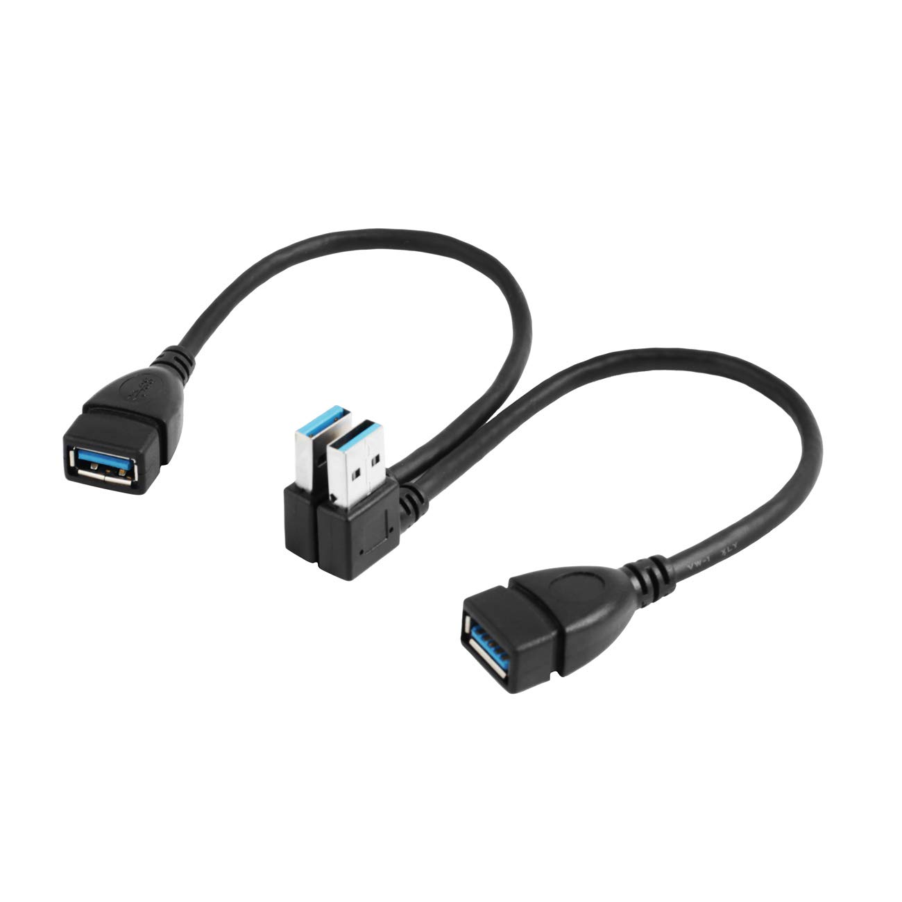 baolongking USB 3.0 Extension Cable,20CM Left and Right Angle 90 Degree Adapter Type A Male To Female High Speed Connection 2PCS