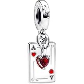PANWOB Queen of Hearts Double Dangle Charm for Women Bracelets Necklaces in 925 Sterling Silver,Mother's Day Birthday Christmas