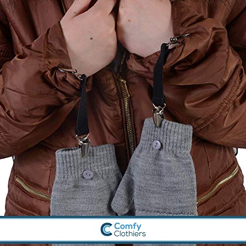 Comfy Clothiers Elastic Mitten Clips for Kids Gloves and Adults Tight