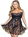 ohyeah Women Plus Size Lingerie Lace Babydoll Nightgown Plus Size Sleepwear Mesh Chemise Boudoir Nighty