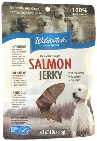 Salmon Jerky Dog Treats by Wildcatch For Pets 4 oz (2 Pack)