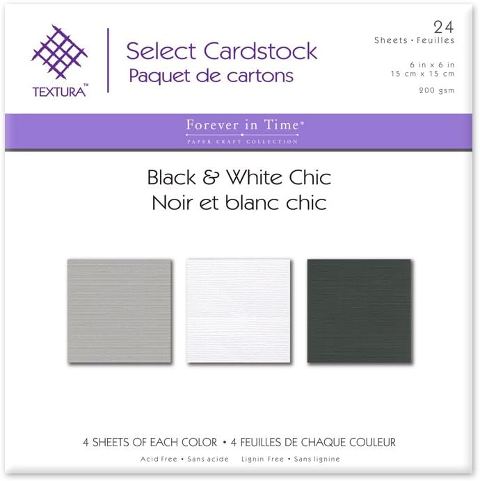 Textura Forever in Time SP231D 24 Piece Scrapbook Paper, 6" x 6", Black & White