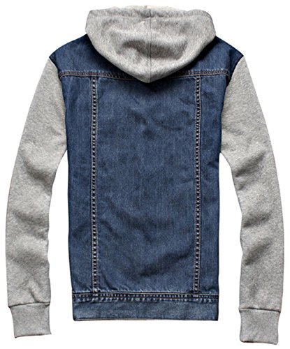 XueYin Men's Denim Hoodie Jacket with Hat Slim Fit Casual Wear(Blue,XL Size)
