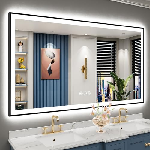 AWANDEE Black LED Bathroom Mirror