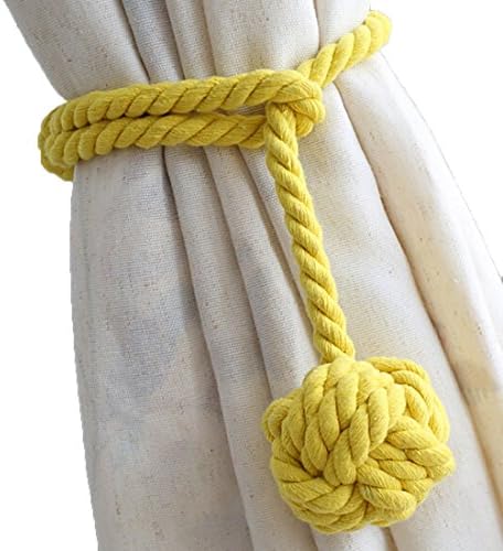 LissomPlume Hand Knitting Curtain Rope Clips Holder Holdbacks Tieback with Single Ball