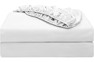 SHUNJIE.HOME 2-Pack Pure Cotton Twin XL Fitted Sheet for Adjustable Bed Split King, 600 TC 16" Deep Pocket Egyptian Cotton Fitted Sheet (2pcs, Twin XL, White)