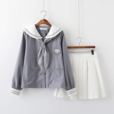 Amazon Co Jp 女子制服 学生服 女子高校生 高校生 学生 制服 Jkユニフォームコアラ幼稚園スーツ本物の短いプリーツスカートスーツ女性日本人セーラー服 Xxl 長袖 短いスカート 三角形のスカーフ リングバックルを送信 ホビー