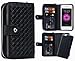 iPhone 5/5S/SE Wallet Case, Hynice iPhone 5/5S/SE Wallet Purse Case Leather Zipper Case with credit card slots and Magnetic Detachable Slim Cover for iPhone 5/5S/SE (Weave-black)