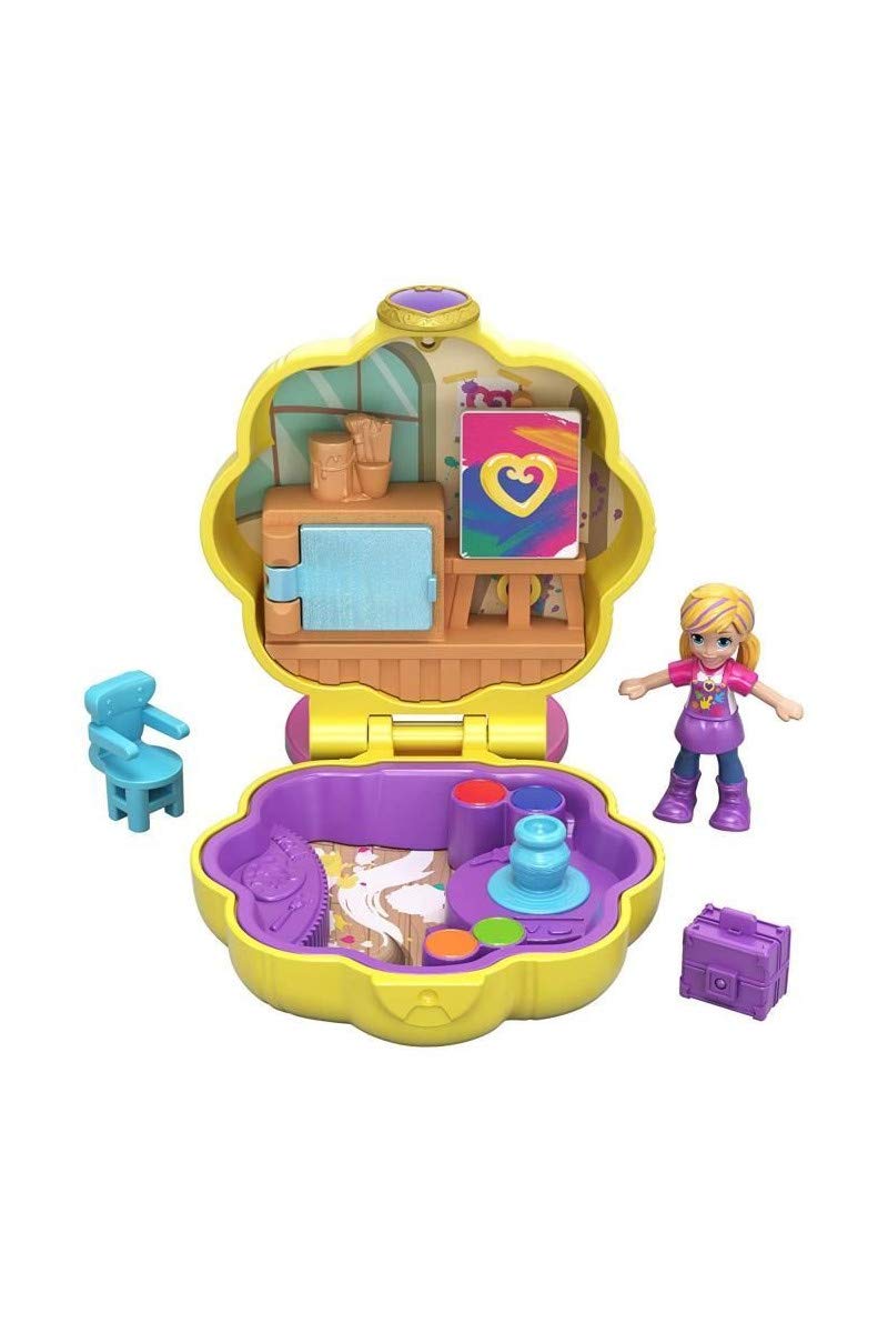 Polly Pocket Tiny Pocket Places Awesome Art Studio Compact with Micro Polly Doll and Accessories