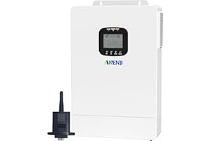 Aninerel 3600W Hybrid Solar Inverter 48V DC to 110V AC, Pure Sine Wave, Built-in 80A MPPT Controller, 98% Efficiency, Support Parallel 6 Units, Solar & Generator Input, for Home On/Off-Grid Systems