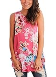 Dokotoo Womens Ladies Summer Sexy Party Floral Print Loose T Shirts Tank Tops Rose X-Large