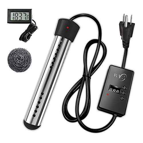 Immersion Water Heater, 1500W Bucket Heater with Stainless-Steel Guard, Smart Timing, Safe, Portable, Water Trough…