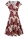 oxiuly Women's Criss-Cross Necklines V-Neck Cap Sleeve Floral Casual Work Stretch Swing Summer Dress OX233 (M, Burgundy F)