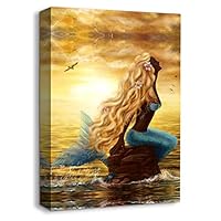 Canvas Wall Art - Elegant Mermaid - Canvas Prints Home Artwork Decoration for Living Room,Bedroom - 12x18 inches