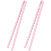 uxcell 2pcs Silicone Toast Tongs 11.4" Kitchen Food Tongs Heat Sugar Pink | Resistant Cooking Food Trivet Grippers Non-Slip Long Tool Salad Ice Cubes Toaster Fruits Barbecue