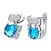 Jewelry Set, J.MOSUYA Topaz Swarovski Element Crystal Earring Pendant Necklace Set For Women Blue