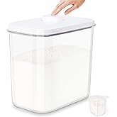 Airtight Rice Container 25 Lbs with Handle and Cup – 12.68Qt Large Flour Sugar Storage Container with Pop Up Seal & Hanging Lid Hooks, Clear Tall Food Storage Bin for Kitchen Pantry Organization
