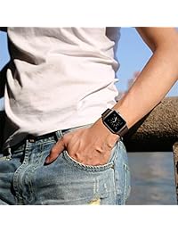 YALOCEA Compatible con iWatch Band 1.654 in 1.496 in (1.732 in 1.575 in), correa de cuero genuino compatible con Apple Watch Series 4 Series 3 Series 2 Series 1