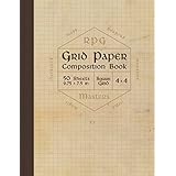 RPG Grid Paper Composition Book: Blank Quad Ruled Graph Paper for Role Playing Games (50 sheets, thick 60 lb cream paper, 1/4 inch squares, 9.75 x 7.5)
