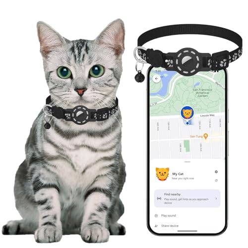 Cat Tracker No Monthly Fee - Works with Android, GPS Pet Collar for Cats | Waterproof | Replaceable Battery | Anti-Lost, Android Tracker Tag, Bluetooth Smart Item Finders