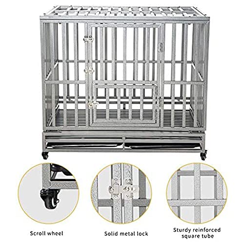 LUCKUP Heavy Duty Dog Cage Strong Metal Kennel and Crate for Medium and