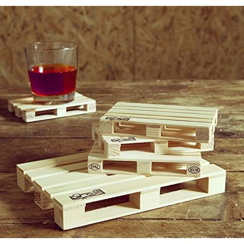 Miniature Wood Pallet Trivet and Wood Pallet Coasters Set of 4. Hot Pads To Protect Your Table and 4 Drink Coasters For Hot Drinks, Beer, Wine (1 Trivet, 4 Coasters) Home & Kitchen, Kitchen & Dining, Kitchen Utensils & Gadgets, Kitchen Accessories, Trivets