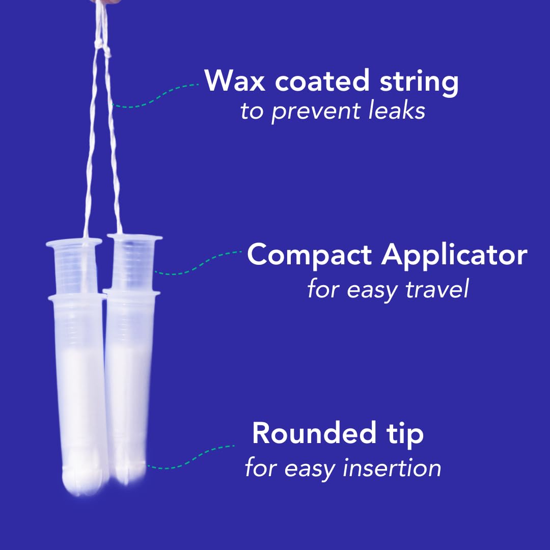 Marlow 100% Organic Cotton Easy Glide Tampons with Compact Plant Based BPA Free Applicator, Chlorine Free, Toxin Free, Hypoallergenic, Dermatologically Tested, Fragrance Free, Super, 18 Count
