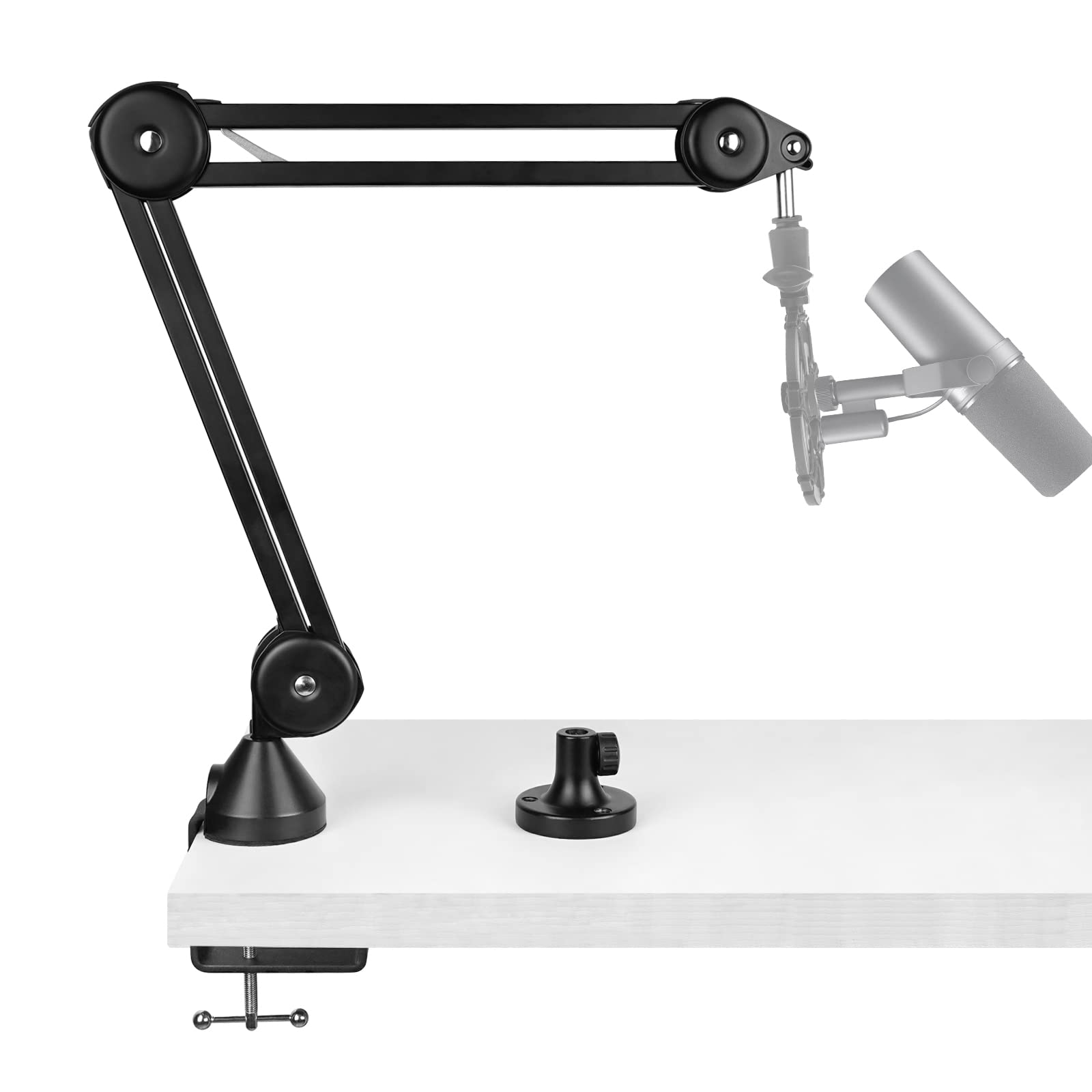 Geekria for Creators Professional Microphone Boom Arm Compatible with Shure MV88+, SM7B, MV7, SM57, Suspension Mic Stand, Adjustable Desk Mount Holder for Studio Recording, 25" Reach