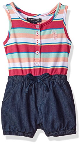 U.S. Polo Assn. Baby Girls' Romper, Fuchsia, 24M