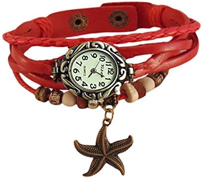 Habors Multiband Watch Red Bracelet with Star Charms