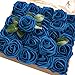 Ling's moment Artificial Flowers Royal Blue Rose 50pcs Real Looking Fake Roses w/Stem for DIY Wedding Bouquets Centerpieces Bridal Shower Party Home Decorations