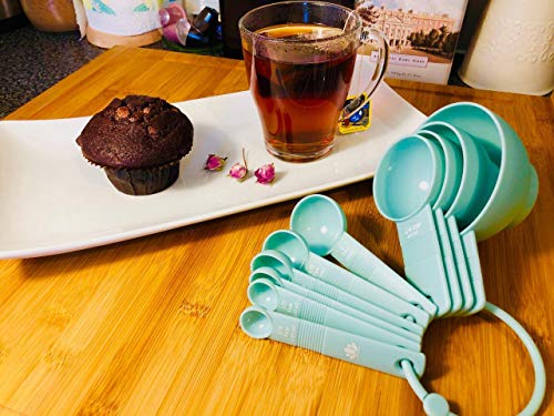 BARCHASB Stylish Measuring Cups and Spoons Set 10 Pieces Stackable Dishwasher Safe Heavy Duty for Cooking & Baking Suitable for Dry & Liquid ingredients