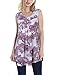 Messic Sleeveless Tunic Blouse, Women's Scoop Neck Floral Print A Line Loose Knit Flowy Tank Tops(X-Large,Violet)