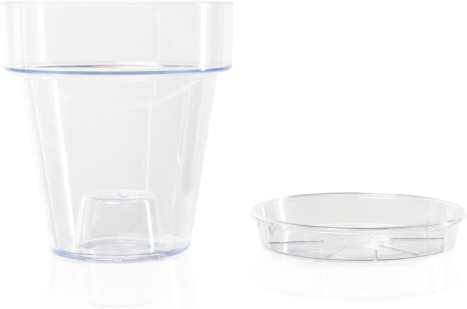 Kalapanta Transparent Plastic Pot for Orchids, with Drainage Holes and Saucer (1, Ø 14 cm)