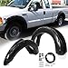 ECOTRIC Wheel Fender Flares for 1999-2007 Ford F250 F350 ABS Wheel Protector Protection Guards Cover - Pocket Rivet Style with Hardware Kit- Black Polyproplylene Surface Finish