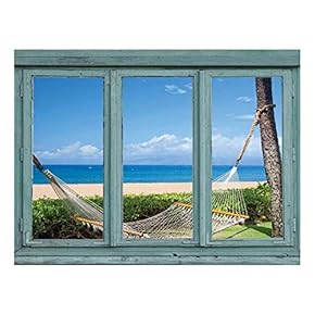 Wall26 - Hammock Between Two Palms at a Tropical Resort - Gorgeous Island View - Wall Mural, Removable Sticker, Home Decor - 24x32 inches