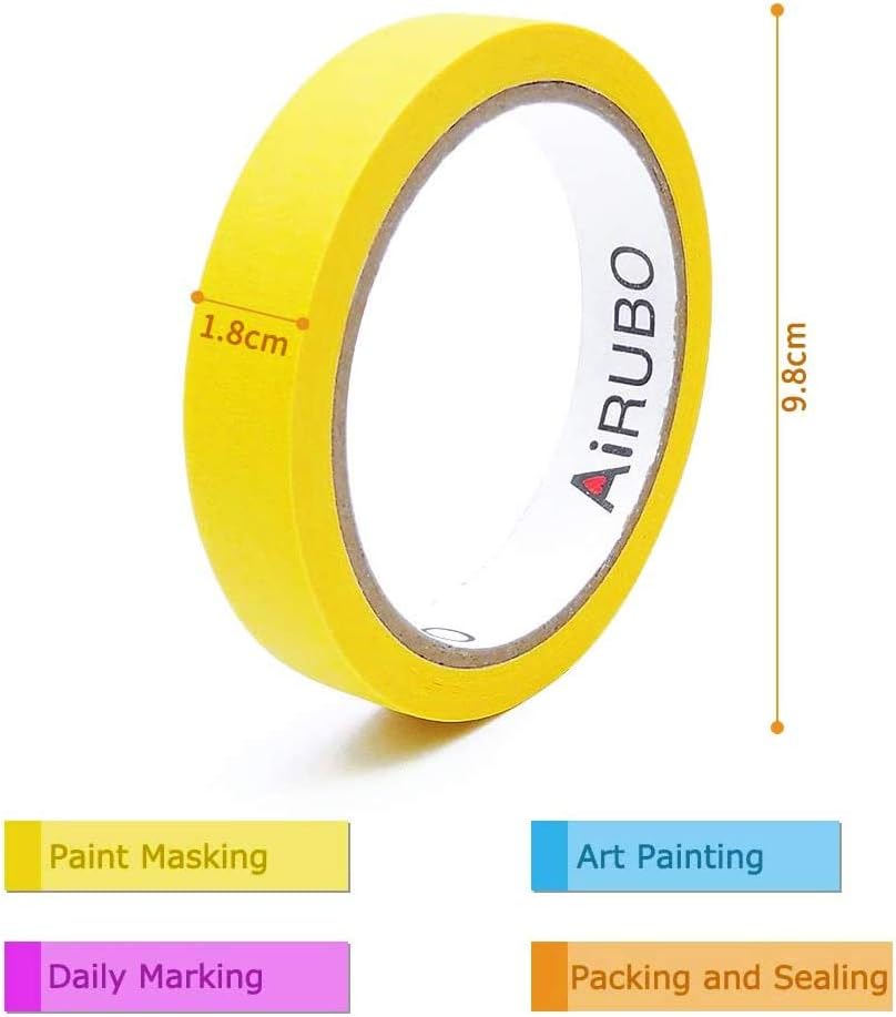 ALBOYI 6 Pack Yellow Masking Tape 18mm×20m Strong Adhesive General Tape for Painting Spray Masking, Decorating, Industrial - Image 3