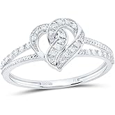 Jewels By Lux Sterling Silver 1/8Cttw Natural Diamond Gift Heart Ring