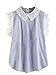 SheIn Women's Contrast Scallop Lace Trim Pinstripe Blouse Blue Small