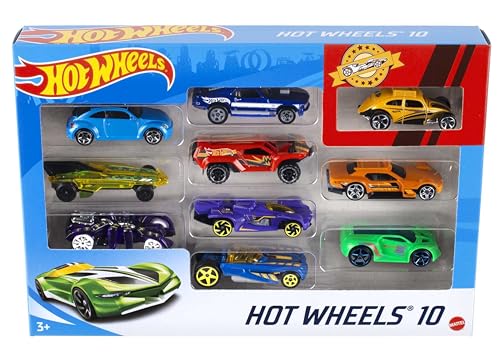 Pack de 10 Vehiculos, Coches de Juguete (Modelos Surtidos, selección aleatoria), 54886