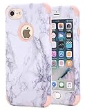 iPhone 6s Plus Case, Ankoe White Marble Stone Pattern Shockproof Full Body Protective Cover Dual-Layer Slim Soft Flexible Silicone and Hard PC for Apple iPhone 6 Plus & 6s Plus (Rose Gold)
