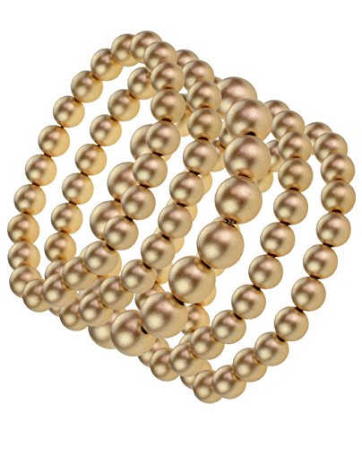 Women s stackable 5 piece set simulated pearl stretch bracelet, g…