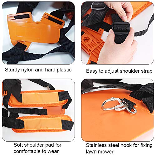 Anpatio Trimmer Shoulder Strap Hard Plastic Weed Eater Strap Double Shoulder Harness Brush Cutter Lawn Mower Nylon Belt with Easily Adjustble for Garden Lawn Yard