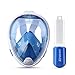 Kirecoo 180°Anti-Fog Anti-Leak Full Face Snorkel Mask with Panoramic Large View with Movable Mount for Adults Youth (Blue, L/XL)