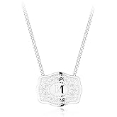 Holylegend Rhodium-Plated Initial Letter Pendant Necklace with Embossed Belt Buckle, Western Cowgirl Initial Necklace for Women, Buy 1 Get 2 Chains, Personalized Jewelry Gift for Women and Men
