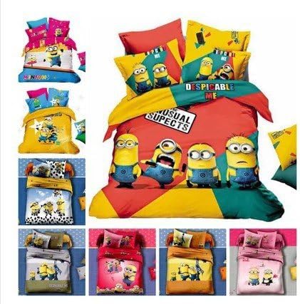 Minion bed bedding sets king queen size cartoon bedspreads duvet cover bedsheet sheets bedroom quilt cotton 10 styles 5sets/lot